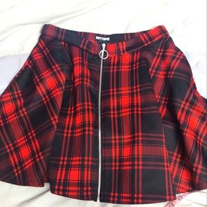 Hot topic red plaid skirt
